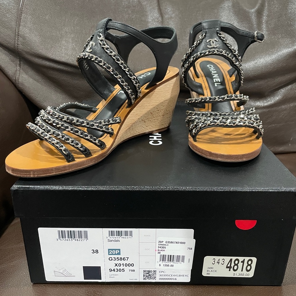 Chanel chain detail wedges